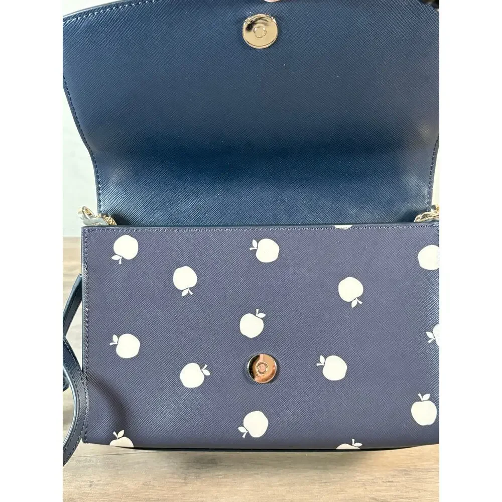 NEW Kate Spade‎ Apple Carson Orchard Convertible Crossbody Bag Navy Leather